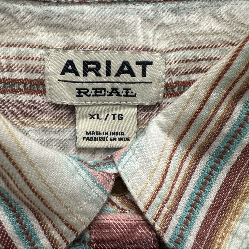 Ariat REAL Rosewood Snap Button Up Striped Shirt XLarge Southwestern Print NWT - Picture 2 of 8
